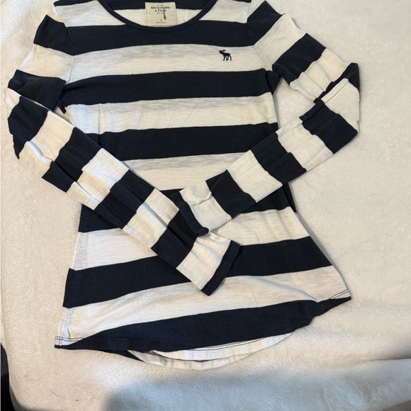 Abercrombie & Fitch Y2K Vtg Striped LS Bella Swan Top NavyWhite Womens Small